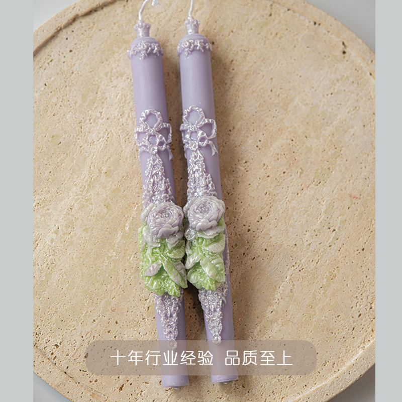 Exclusividad transfronteriza para alta calidad en relieve de varilla larga, forma de flor, candelabro de aromaterapia, velas, recuerdos, decoración, decoración al por mayor