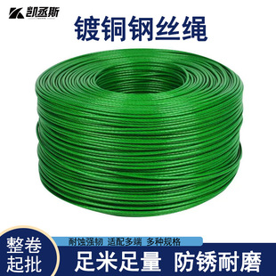 Plastic-Coated Steel Wire Rope Clothesline Sunshade Net Guardrail Net Rust-Proof Windproof Wear-Resistant Thickened Rubber-Coated Copper-Plated Soft Rope Wholesale