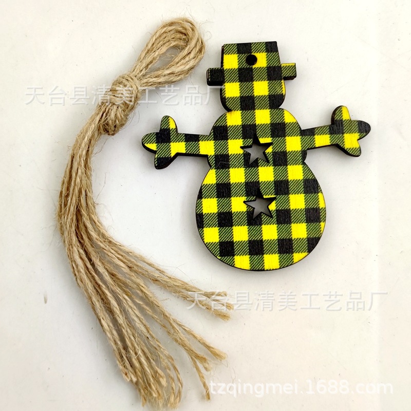 33 cuadros amarillos y negros serie navideña piezas de madera colgante de decoración navideña se pueden combinar libremente 10 piezas en un paquete