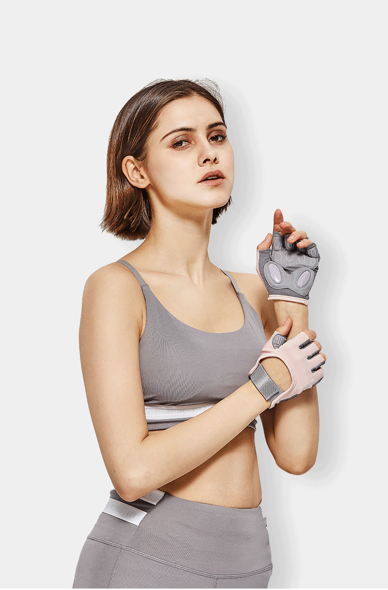 Fitnesshandschoenen tegen eelt voor dames, dunne antislip handschoenen met halve vingers, geschikt voor yoga, fietsen, training en optrekstangen._voghion.com