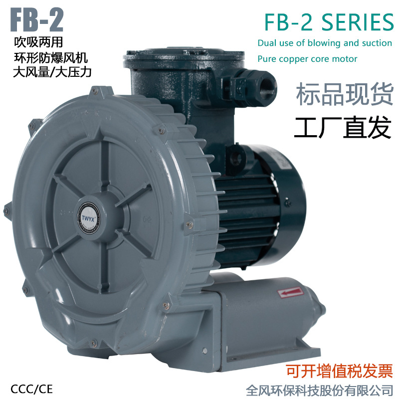 防腐高压风机 FB-10变频防爆风机7.5KW隔爆鼓风机旋涡式高压气泵