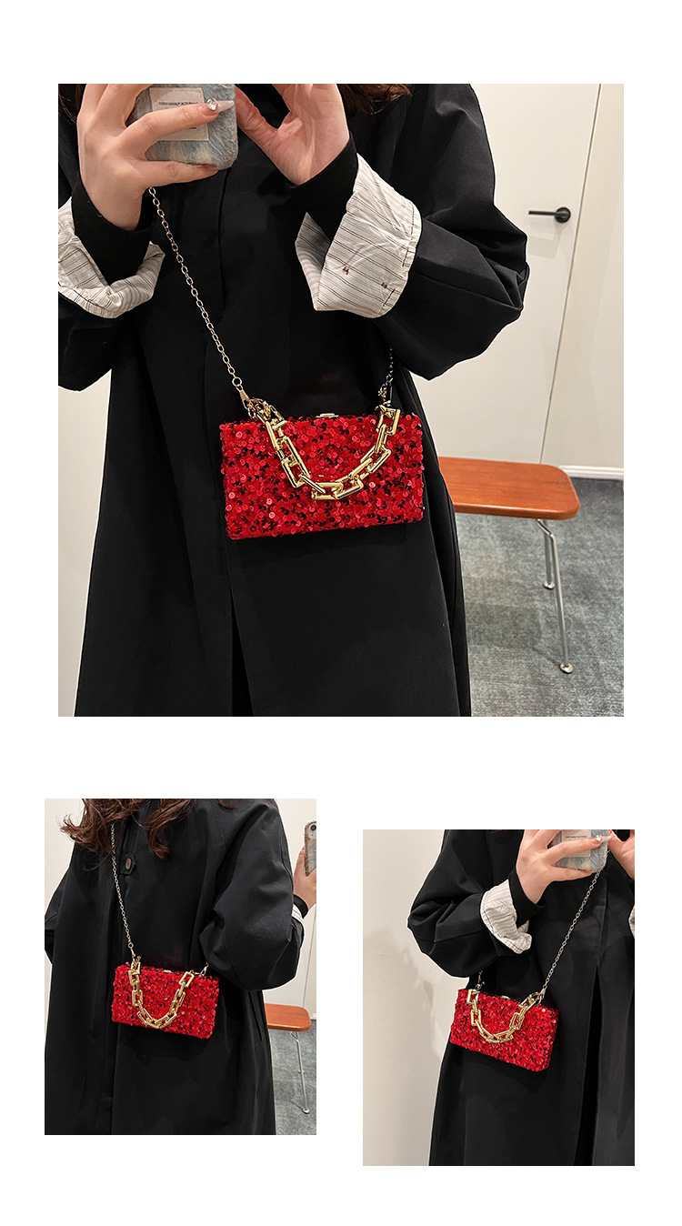 Women's Small Sequin Sequins Elegant Lock Clasp Square Bag display picture 12