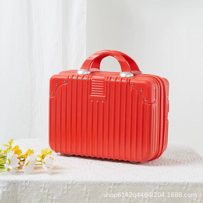 Handheld cosmetic storage box 14-inch suitcase, partitioned interior and portable handle