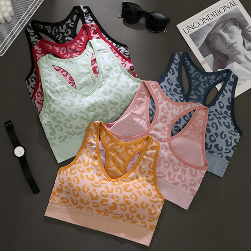 Ladies Patterned Work Style Beautiful Back Seamless Sports Bra Comfortable Wire-Free Full Cup Pressure Relief Non-Chafing Underwear