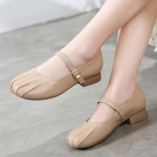 真皮羊皮浅口软皮软底玛丽珍女鞋2025新款百搭平底皮鞋大码女鞋夏