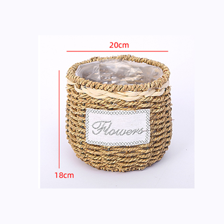 Cesta de flores de paja tejida a mano idílica paja tejida y cesta de flores de sauce cesta de arreglo floral cesta Festival cesta de almacenamiento de ratán tejida a mano