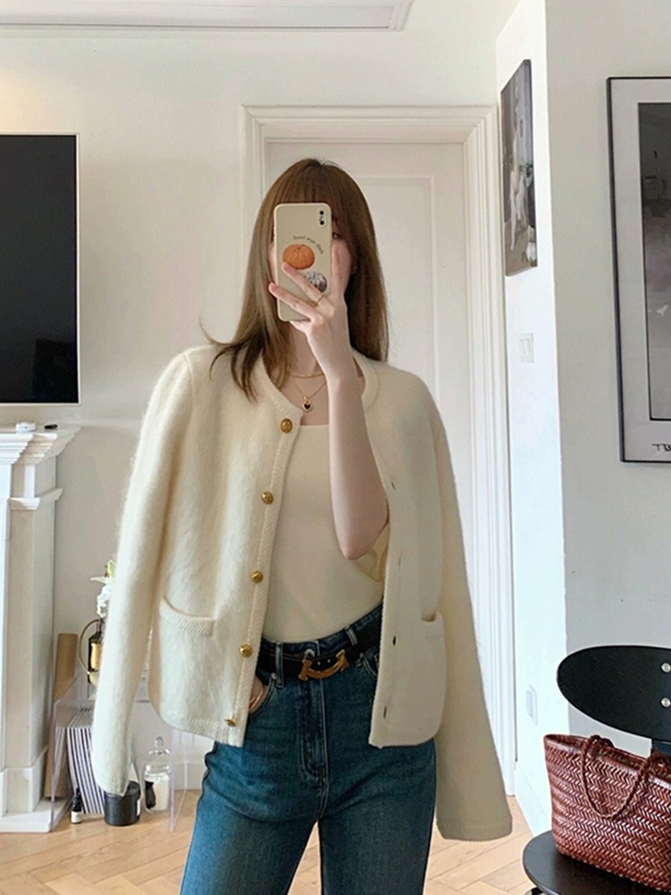 Button Design Elegant, Streetwear Style Women's Elegant Streetwear Solid Color Button Single Breasted Coat