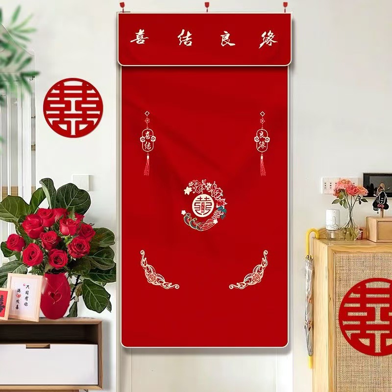 boda bordada cortina larga decoración de la puerta del dormitorio cortina de boda para hombres y mujeres