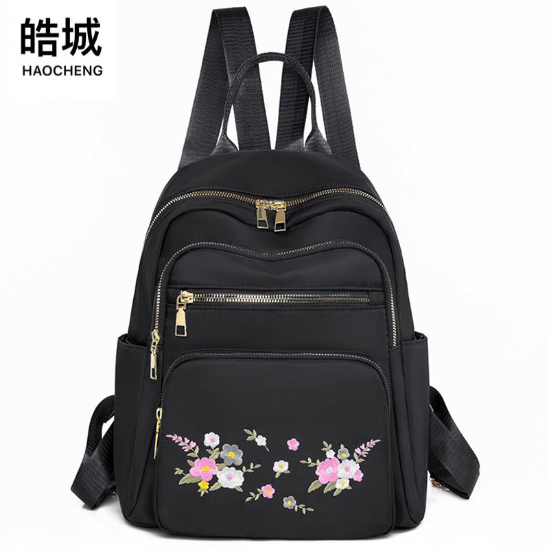 Bolso mujer 2024 nuevo estilo bordado flores señoras mochila literaria simple mochila de viaje al aire libre mochila escolar