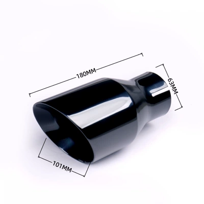 Universal titanium black stainless steel modified tailpipe silencer tip black car decorative exhaust tip (Exhaust pipe) - 02-5101hin-stock-101mm-63-interface-welded-edge-titanium-black