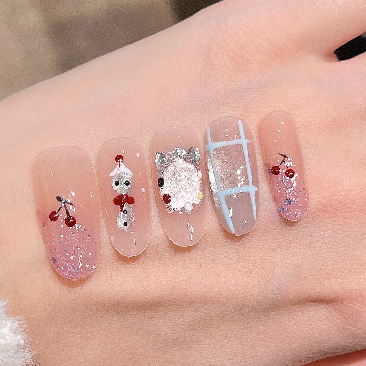 Otoño y invierno nuevos ojos de gato para usar uñas pintadas a mano adorables parches de uñas falsas de tamaño medio y largo productos terminados desmontables de uñas