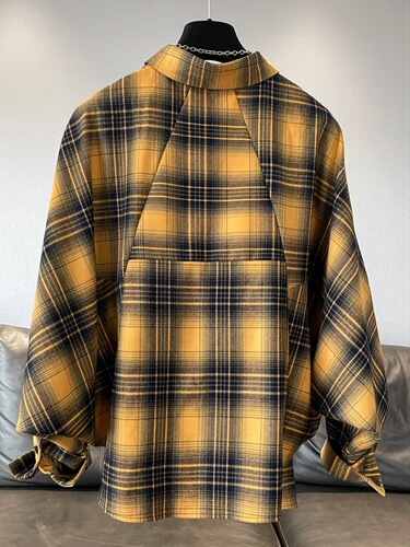 Bat-sleeve plaid shirt, women's morning and autumn clothes, 2025 this year's new spring and autumn long-sleeved shirt, thin coat