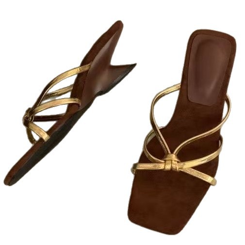 2026 verano nuevo vestido multifacetado cinturón delgado zapatillas de tacones altos de plata y zapatillas de una sola línea para mujeres image 5