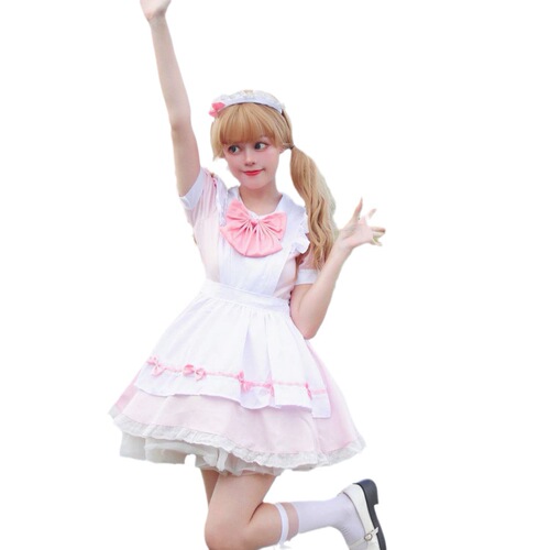 Japanese sweet and cute pink and white maid outfit cosplay Lolita lolita two-dimensional soft girl maid uniform
