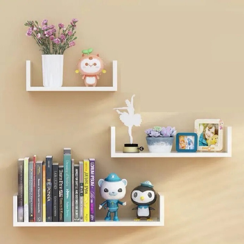 TV Wall Wall Hanging Rack Wall Bookshelf Bedroom Decorative Hanging Wall Partition Living Room Punch-Free Wall Shelf