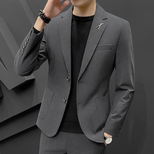 Fashion men's business casual gray suit suit Korean style formal wear wedding bridegroom High sense suit jacket
