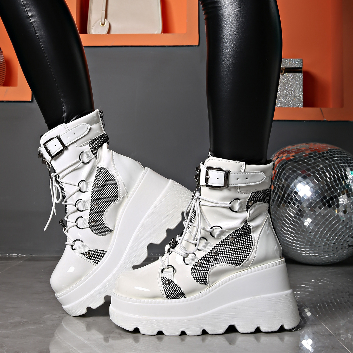 Women's Shoes wedge heel Martin boots women 2024 new pink thick sole large size fashion short boots women dark rivets_voghion.com