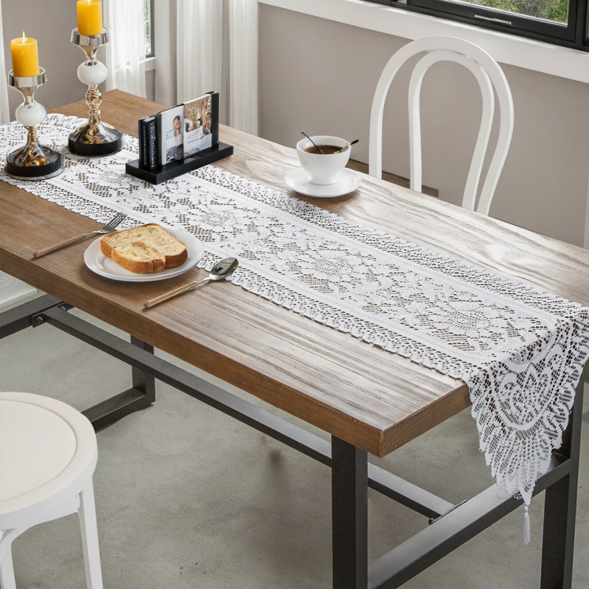 Transfronterizos nuevos bordes de encaje tabla bandera de decoración doméstica tabla de comedor tabla bandera decoración fábrica directa al por mayor