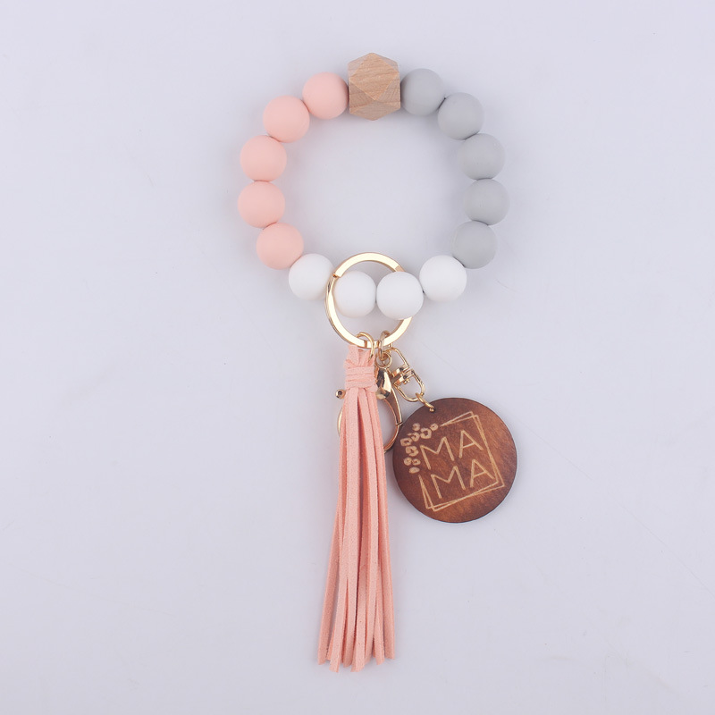 1 Piece Quantity Retro Letter Silica Gel Beaded Mother's Day Women's Keychain