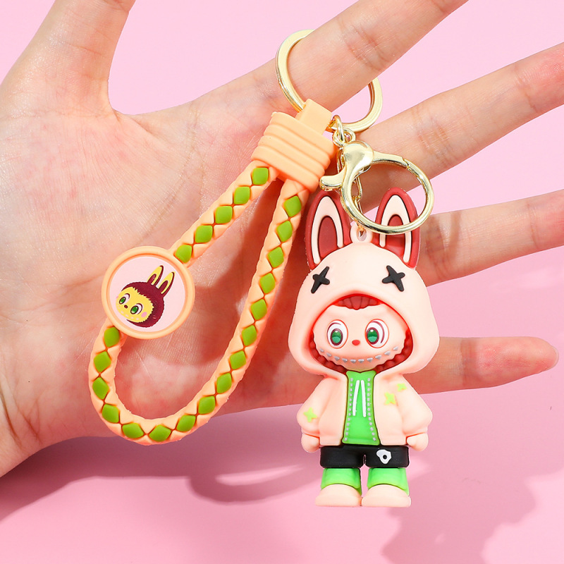 Labubu ラブブキーホルダー漫画出っ歯少年人形スクールバッグペンダント車のキーチェーンギフト卸売|undefined