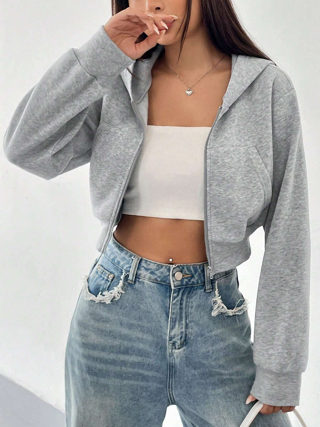 Short Long Sleeved Zipper Hooded Sweatshirt Sweatshirt Popular Short Shipment