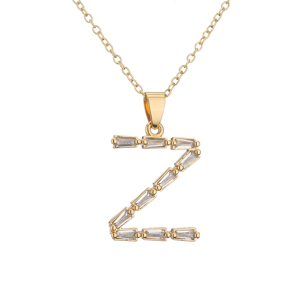 Fashion Letter Copper Inlay Rhinestones Pendant Necklace 1 Piece