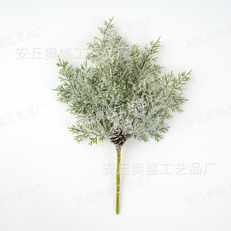 跨境人造雪松红浆果绿树枝茎仿真松果蓝莓圣诞节花瓶装饰花束插枝|undefined
