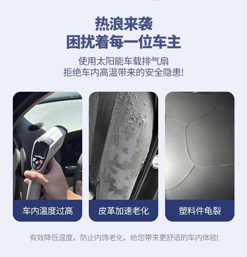 Auto Supplies Car Solar Exhaust Fan Car Ventilation Fan Car Cooling Breathable Exhaust Fan