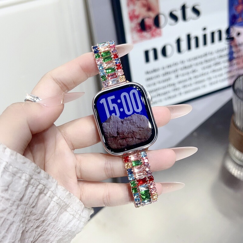 Candy Square Diamond Pull-Out Bracelet Metal Watch Band Suitable for Apple 10 11 Samsung Huawei Fit5 Xiaomi 10 Wristband Candy Square Diamond Pull-Out Bracelet Metal Watch Band Suitable for Apple 10 11 Samsung Huawei Fit5 Xiaomi 10 Wristband