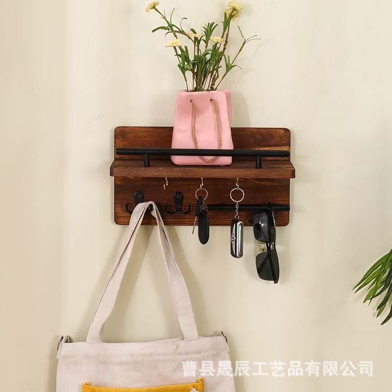 Estante de pared del baño, entrada a la puerta, gancho para ropa, bolsa trasera de la puerta, soporte de almacenamiento para ropa y sombreros, soporte para correo de sobres de pared