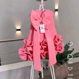 ins儿童连衣裙背心礼服裙蝴蝶结生日裙时尚甜美女孩公主裙