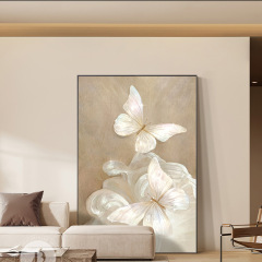 French Cream Style Living Room Decor Painting, High-End Bedroom Wall Art, Rustic Wood Butterfly Sofa Background Wall Hanging
