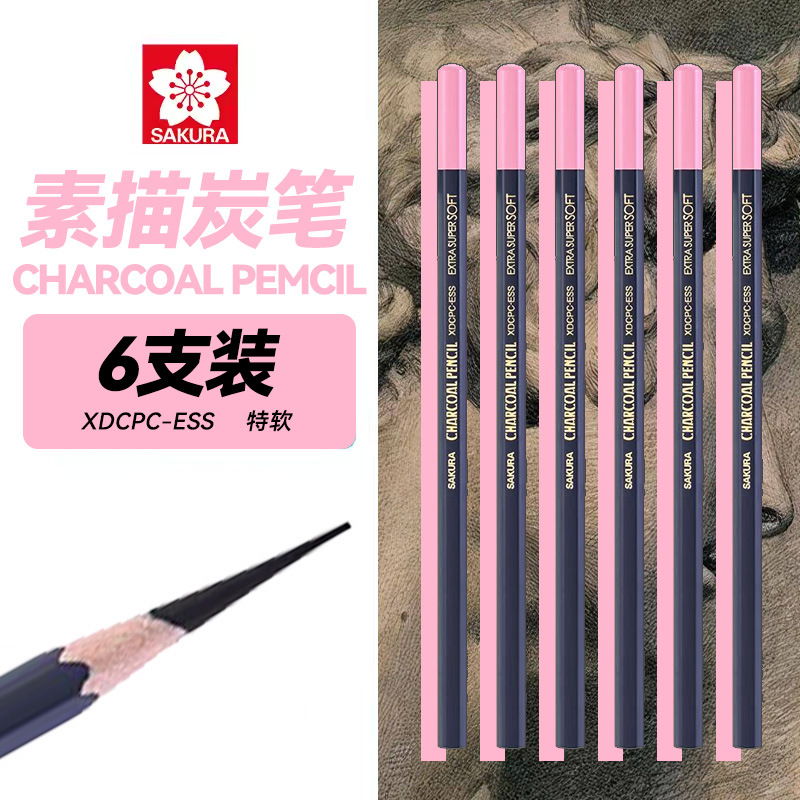 Sakura flor de sakura boceto lápiz de carbón especial para artistas de pintura de boceto de carbón blando lápiz blando medio duro