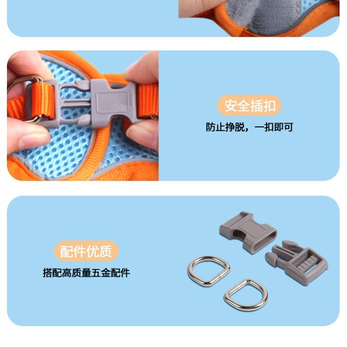 Cross-border pet supplies vest-style pet leash for cats and dogs, breathable reflective dog walking harness
