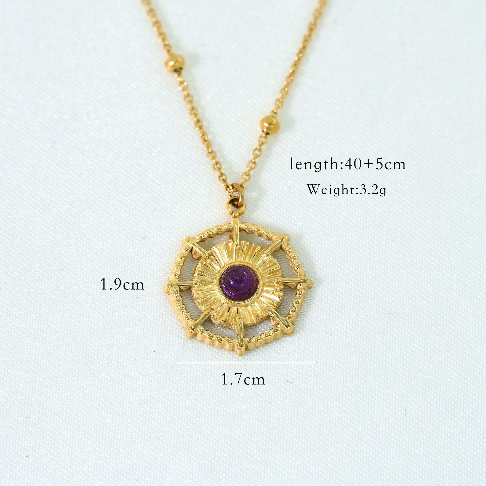 natural stone, Titanium Steel Material Simple Style Moon Natural Stone Titanium Steel 14K Gold Plated Necklace In Bulk