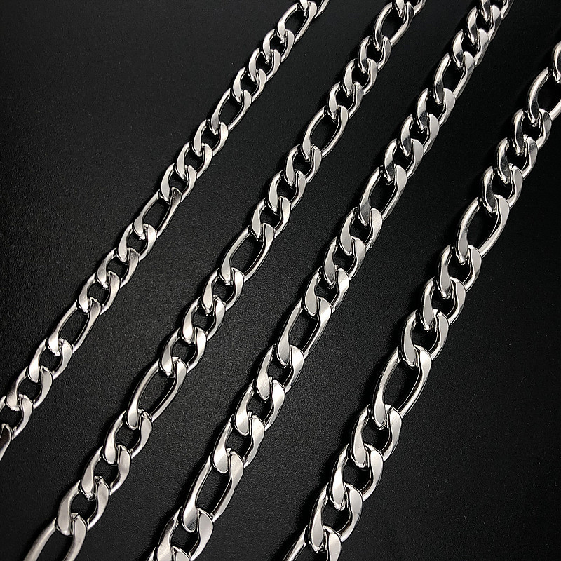 Titanium Steel Chain Necklace For Men Three In One Link Design_voghion.com