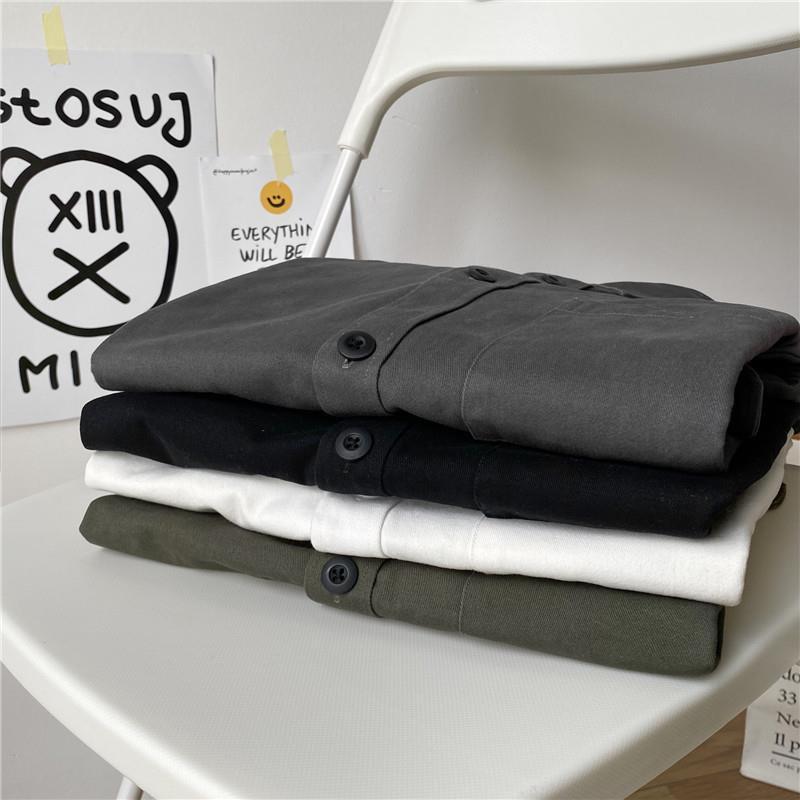 シャツメンズ秋冬韓国版万能カラールーズインナー長袖シャツイントレンドカレッジスタイル大きいサイズジャケット