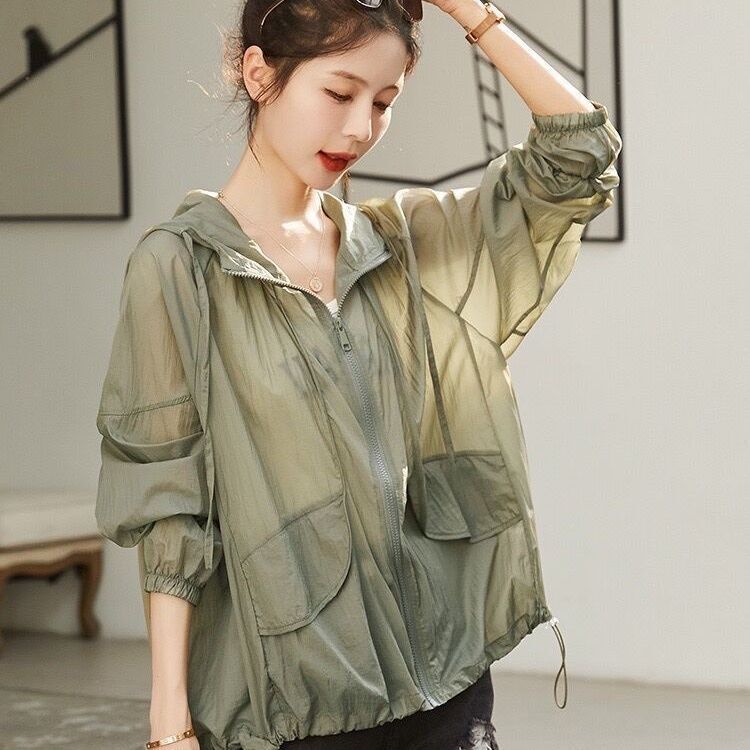 [Global Selection] Women's Sun Protection Clothing Outdoor Uv Protection Breathable Thin Ice Silk Loose Sun Protection Jacket Summer