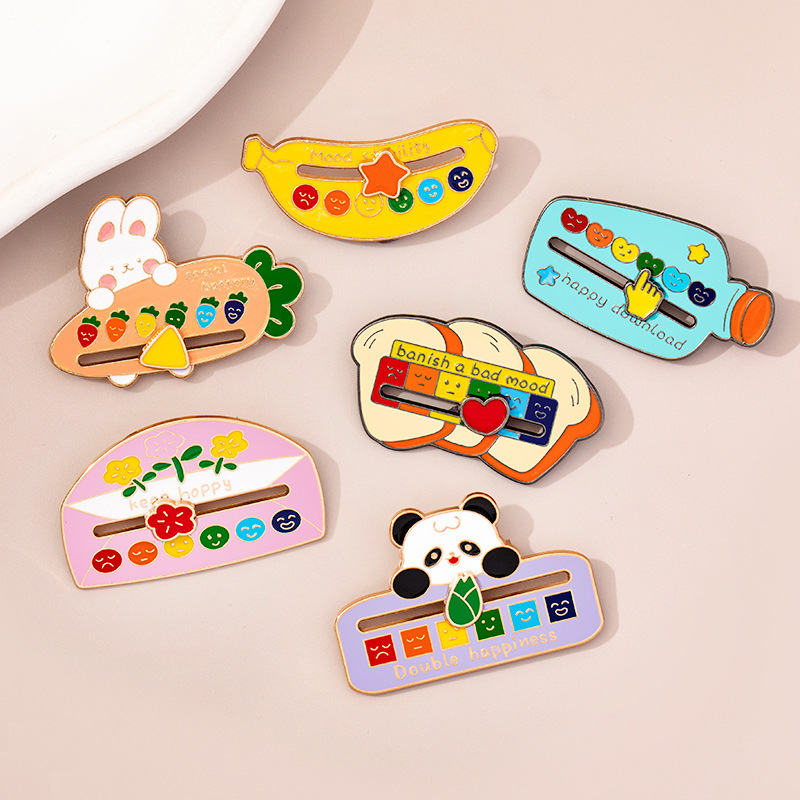 Original Hot-Selling Sliding Social Energy Brooch with a Cute Cartoon Design, Multifunctional Badge, Fun Alloy Accessory