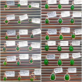 直播新款S925银镀金和田碧玉项链女 饰品民族风复古玉吊坠锁骨链