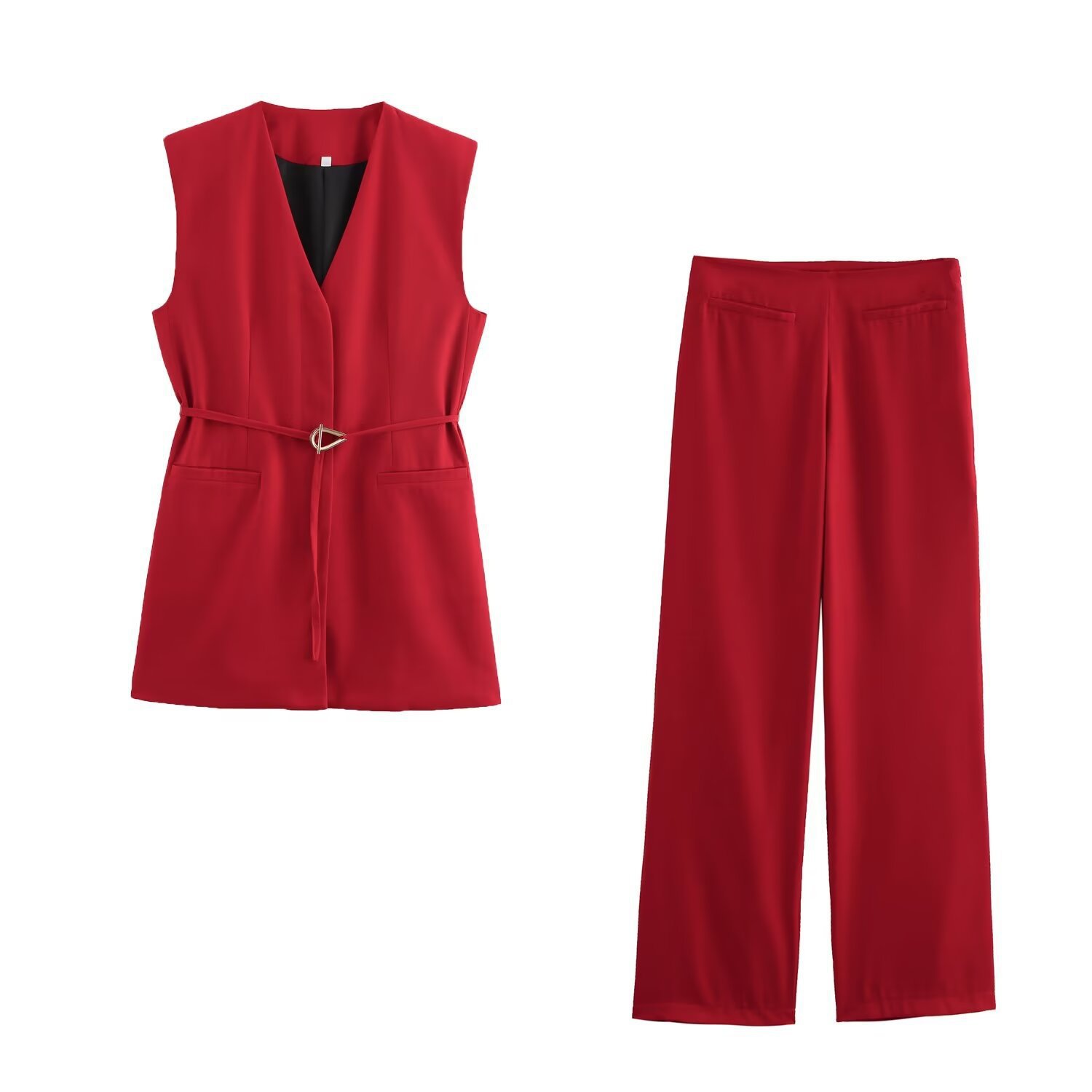 Damen Hierscht/Wanter 2024 Neit Split-Design mat Rimm, Tanktop an Hosen-Set_voghion.com