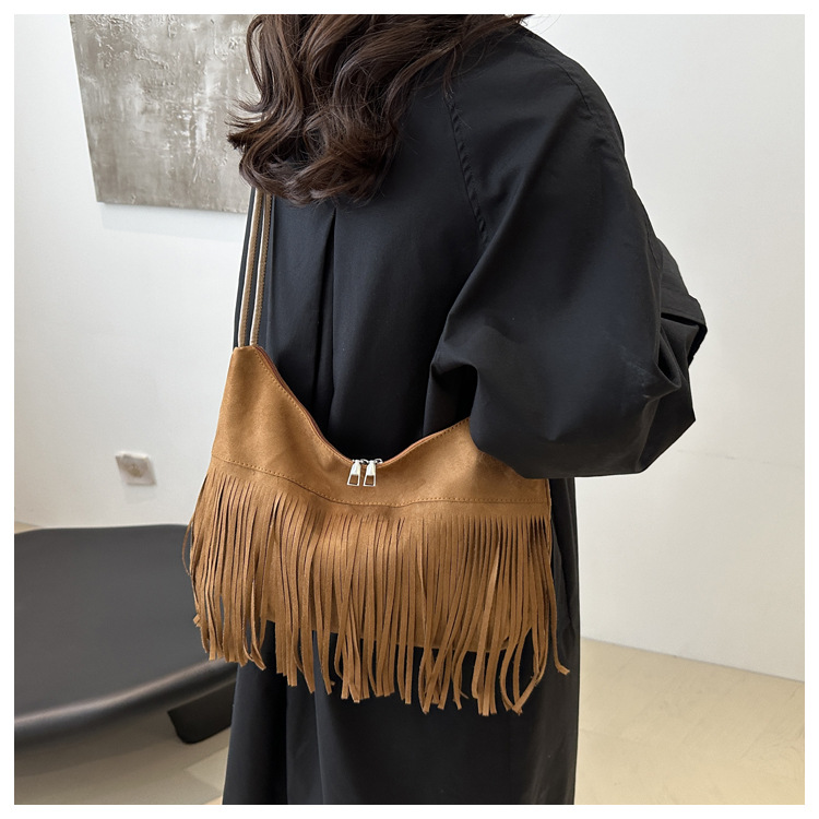 Pu Leather Material Solid Color Pattern Women's Pu Leather Solid Color Vintage Style Classic Style Bucket Zipper Crossbody Bag