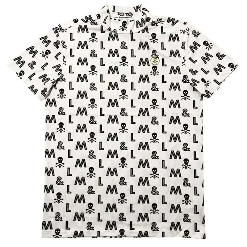 ML Skull Men's Golf Suit Crew Neck Base Shirt Summer Printed Sports T-Shirt Pingyu Tennis Suit