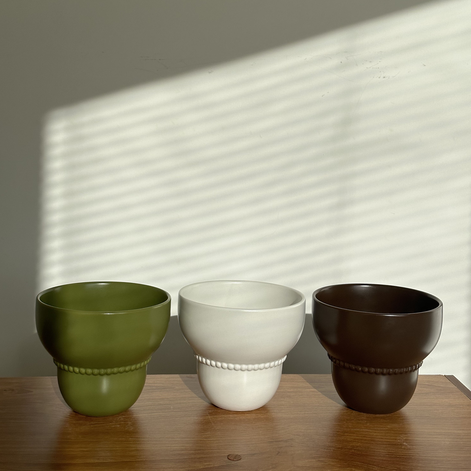 Solid Color High-Grade Ceramic Flower Pot For Home Green Plants, Creative Simple Decorative Korean-Style Colored Glaze_voghion.com