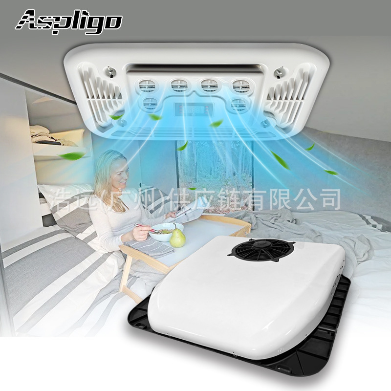 Foreign trade wholesale ultra-thin parking air conditioning all-in-one machine 12V24V refrigeration variable frequency cargo truck RV dining car air conditioning