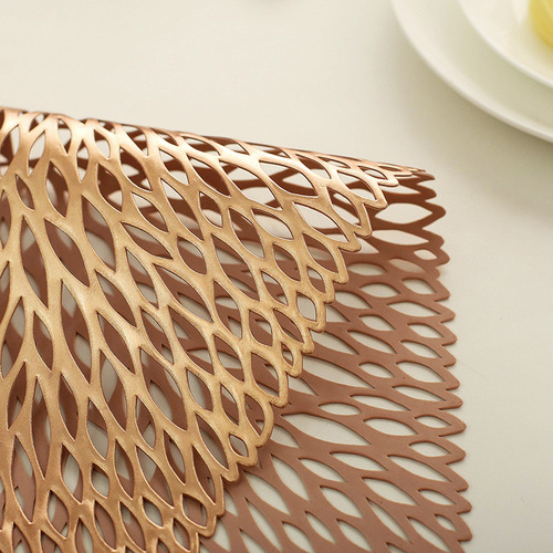 Rectangular Hibiscus Patterned PVC Nordic Style Ins Minimalist Luxury Heat Insulating Mat Waterproof and Non-slip Table Mat for Wholesale