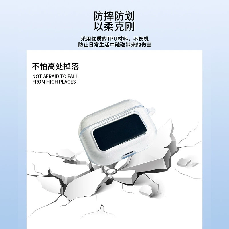 New Huaqiangbei A8A9A10Pro Bluetooth Headset Protective Case with Display Screen Tpu Anti-Fall Transparent Case