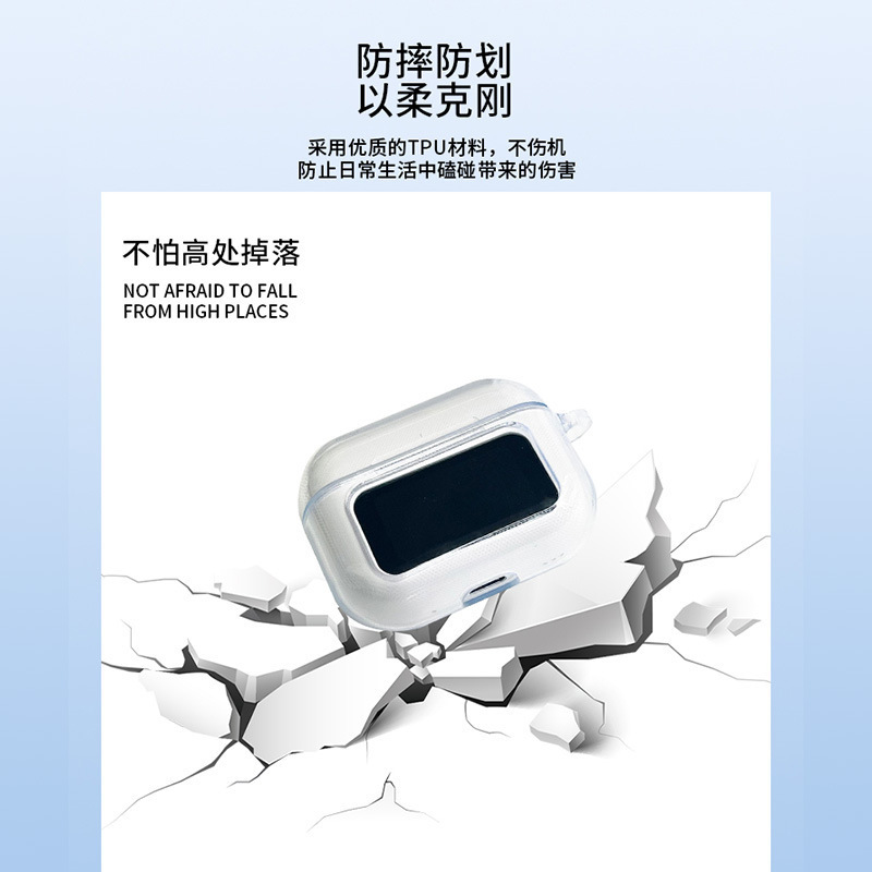 New Huaqiangbei A8A9A10Pro Bluetooth Headset Protective Case with Display Screen Tpu Anti-Fall Transparent Case