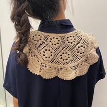 新款蕾丝镂空复古韩版小披肩外搭钩花假领子搭配裙子小领巾女护颈