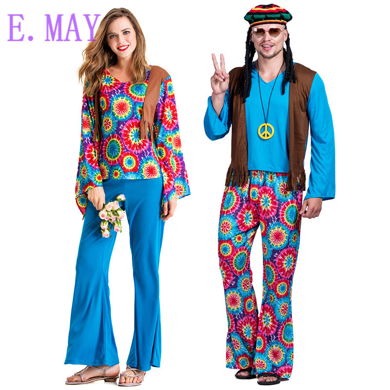 Amazon Cross-Border Retro 70S Hip-Hop Party Outfit Country Singer Cosplay Flared Print Pants Outfit